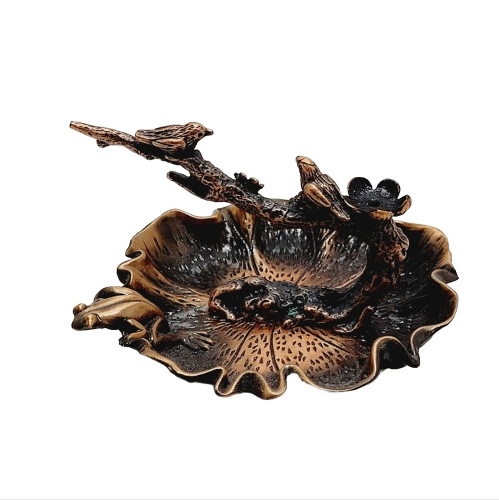Bird Frog Backflow Incense Holder For Meditation Desk Metal Cooper Easy Clean